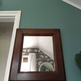 Rustic rectangular vintage oak wall mirror
