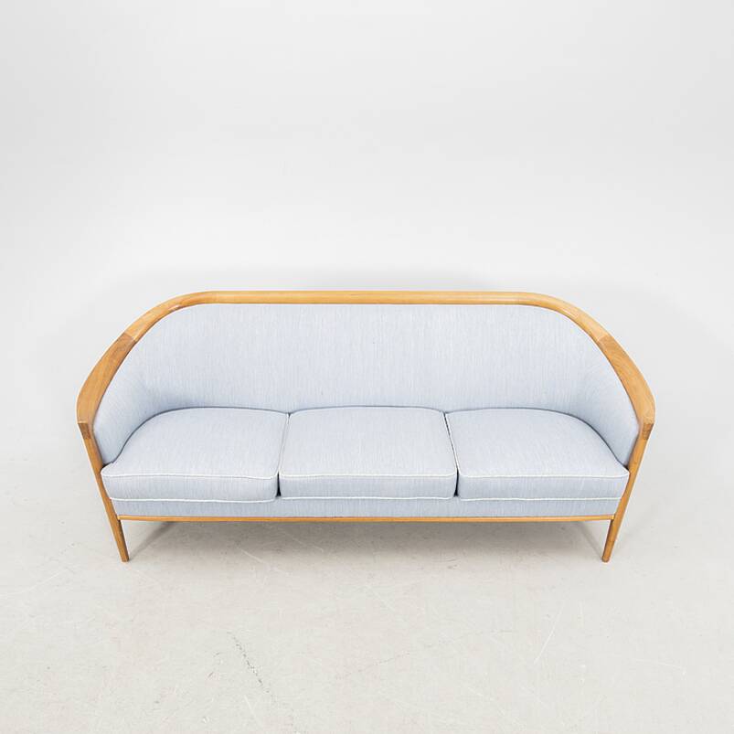 Sofa and its sky blue armchair by Bertil Fridhagen for Broderna Anderson 1960 Denmark