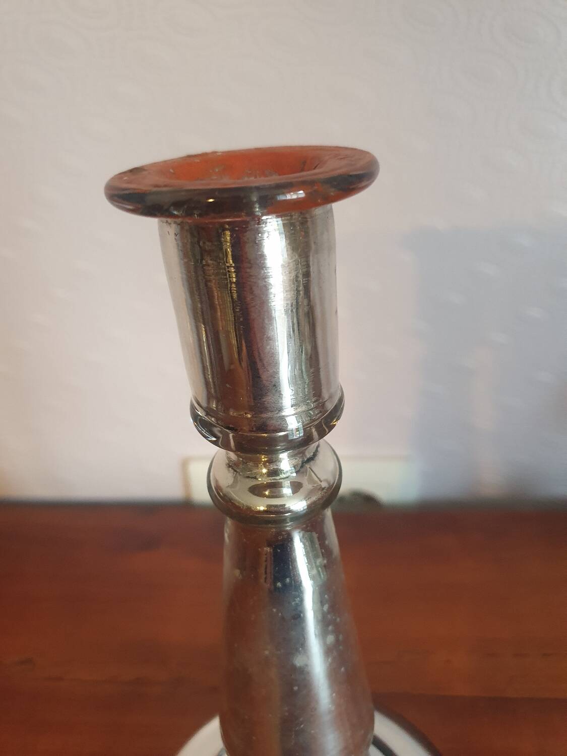 Vintage mercury glass candle holder
