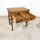 Vintage industrial wooden side table with drawers on casters