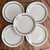 5 vintage Gien dessert plates, model 4607