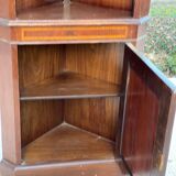 Victorian open corner cabinet in solid wood and marquetry