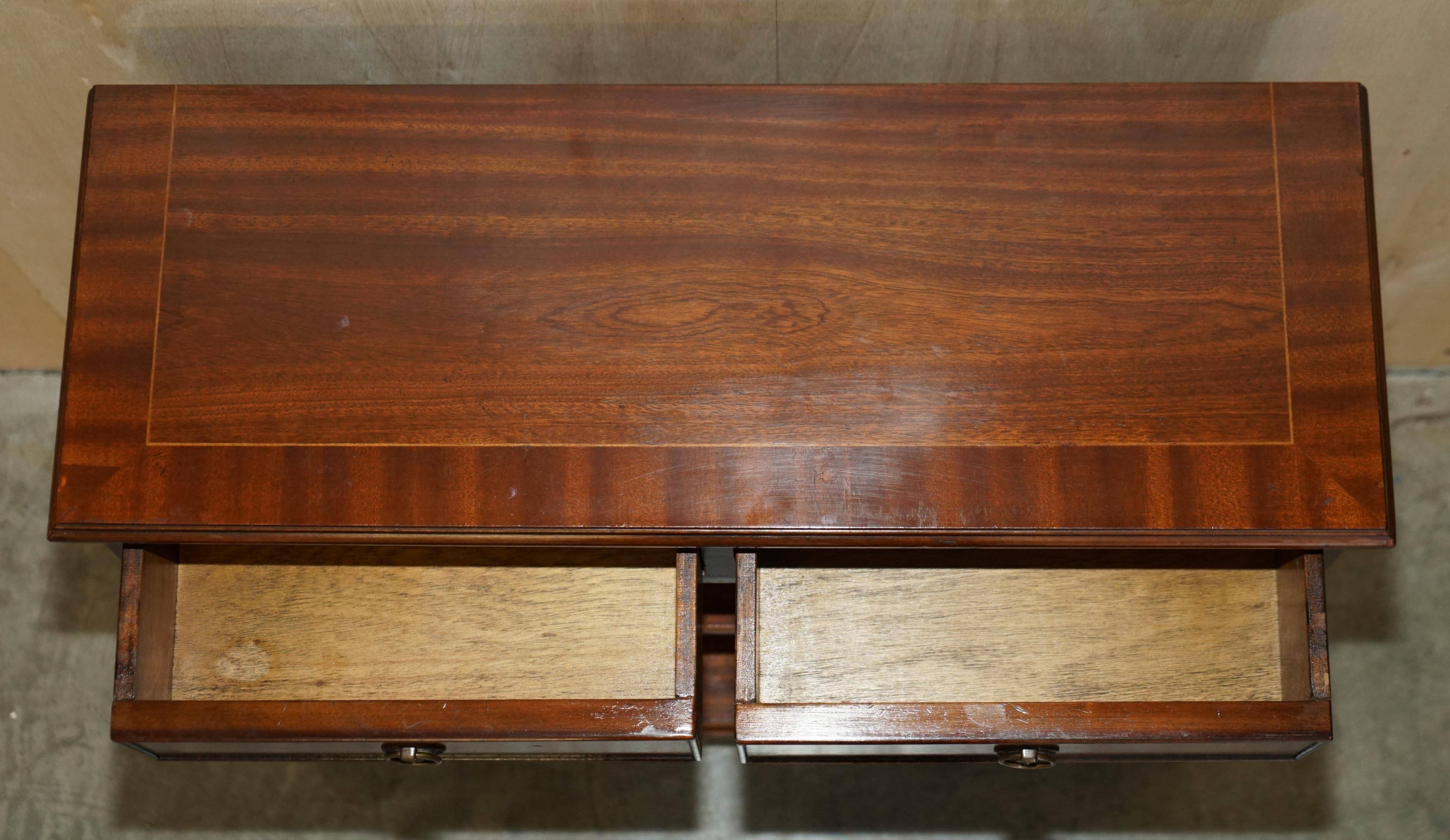 Vintage Low Bevan Funnell Library in Flamed Mahogany with Two Drawers