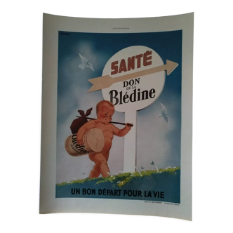 Blédine baby paper advertisement in color from a period magazine year 30
