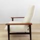 Scandinavian armchair with Lelièvre ecru buckle fabric