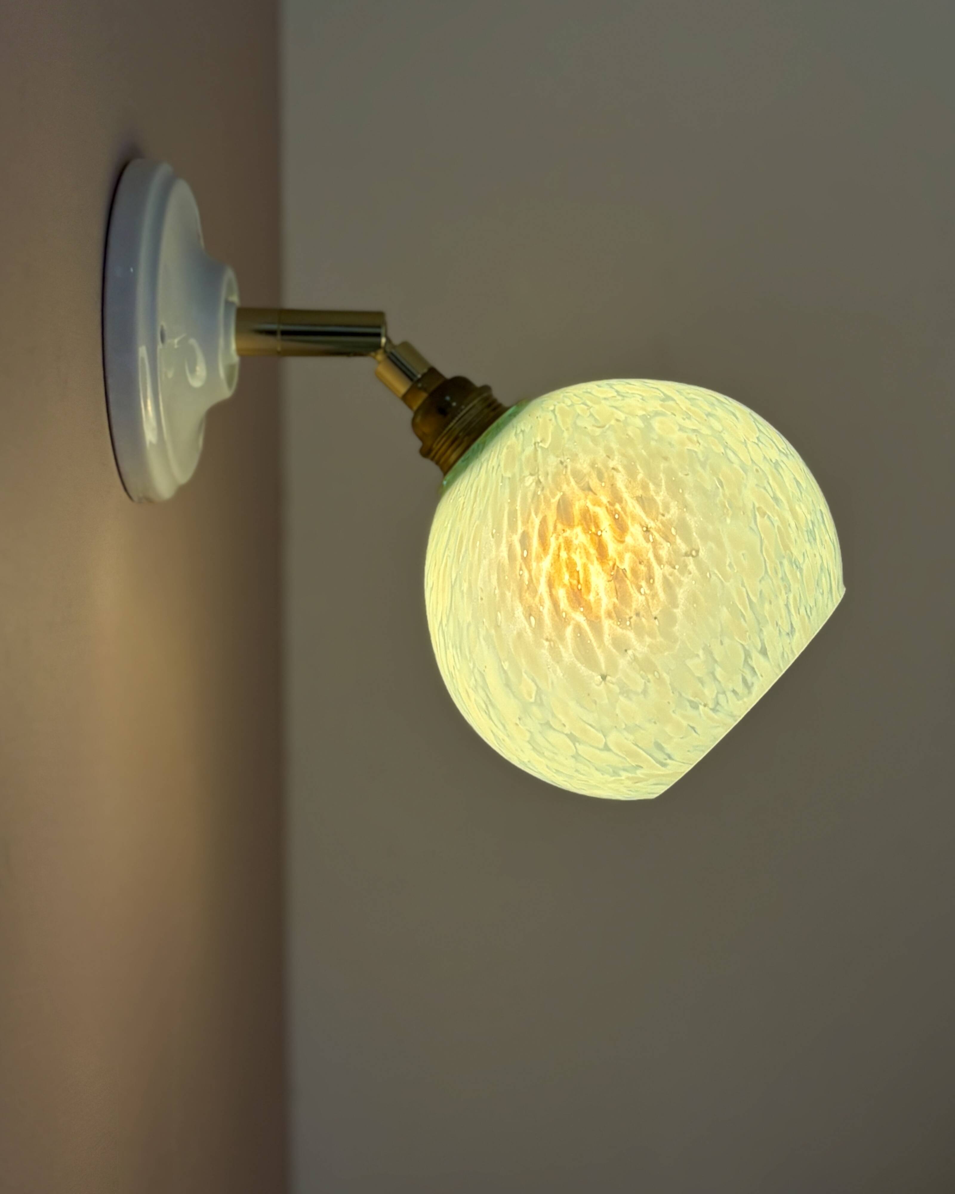Vintage glass globe wall light in blue from Clichy.