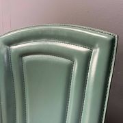Vintage green leather dining chairs, 1980s - set of 4