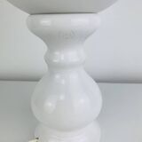 Turned wood lamp with opaline glass globe, 1970s