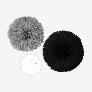 Set of 03 juju hats black gray and white