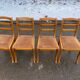 4 chaises en bois massif et daim velours marron Louis Philippe