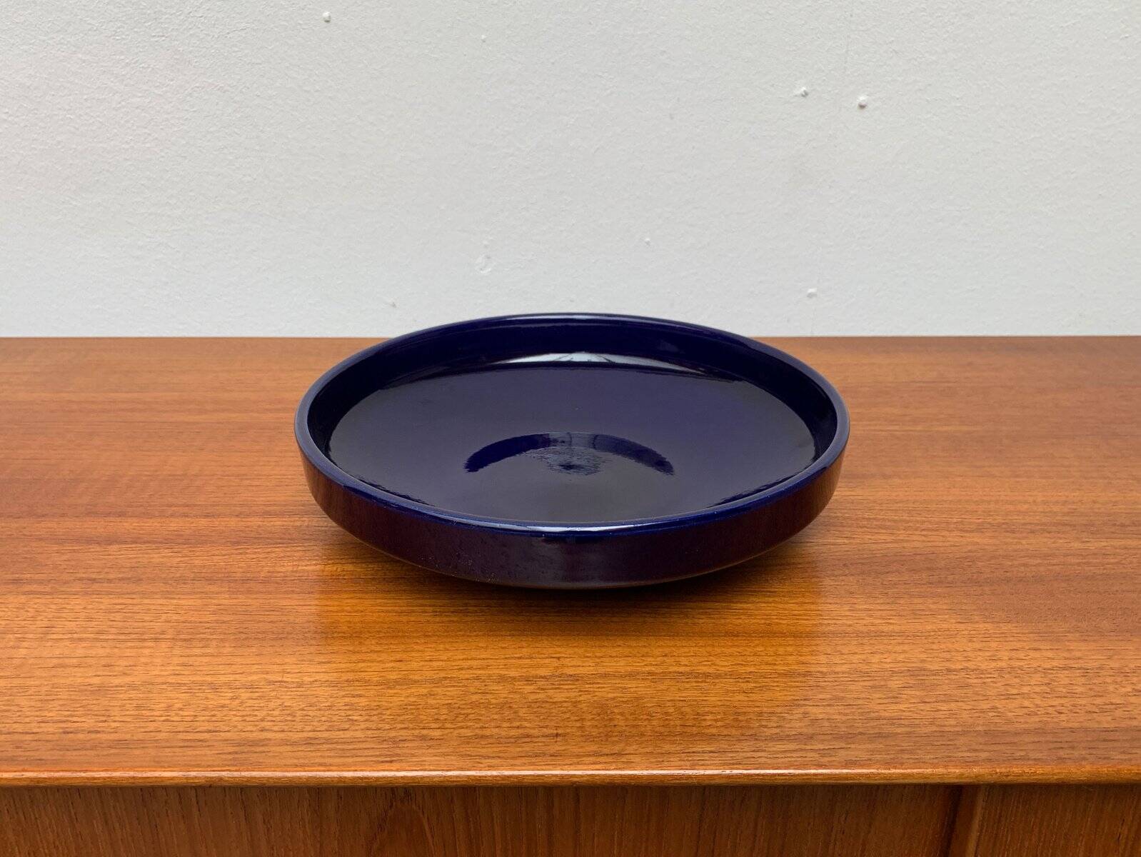 Dark blue pottery bowl from West Germany from the mid-century, 1960s.