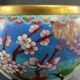 Cloisonné enamel pot cover with floral decoration with heron China Japan