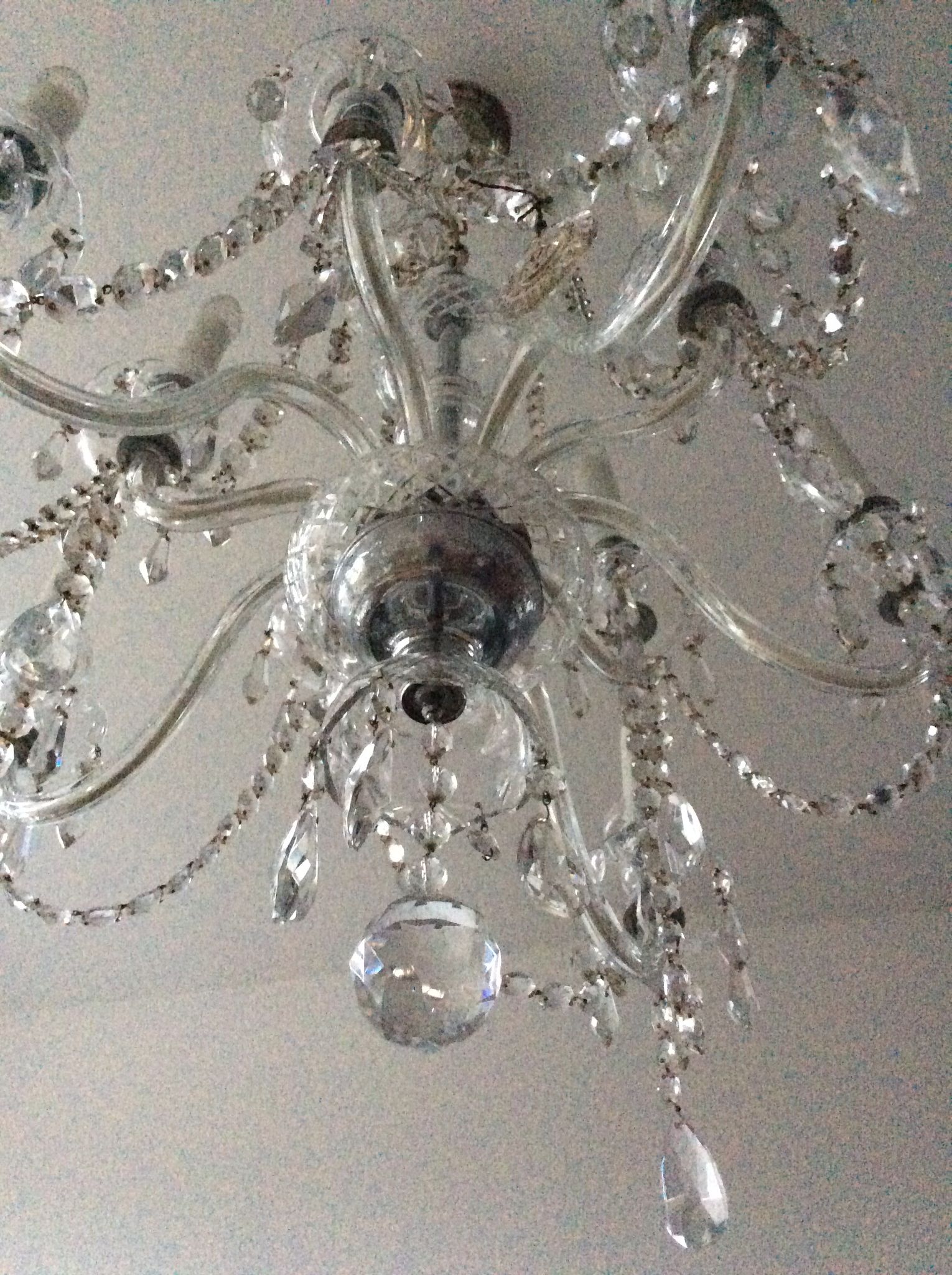 Old bohemian crystal chandelier for Deknudt