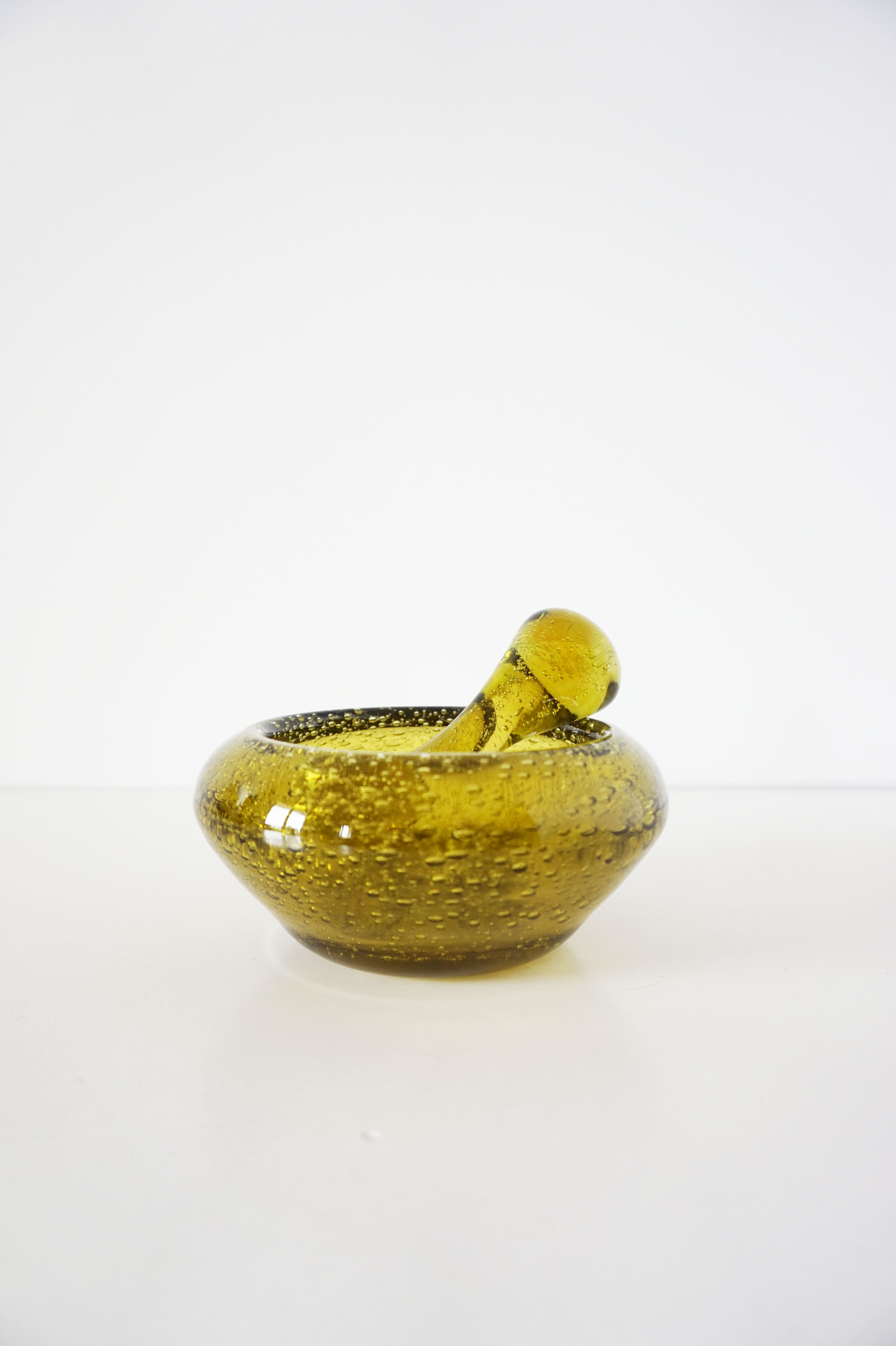 Green bubble glass ashtray 1960