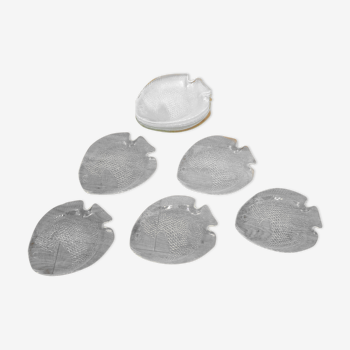 Set de 12 assiettes poisson, verre arcoroc