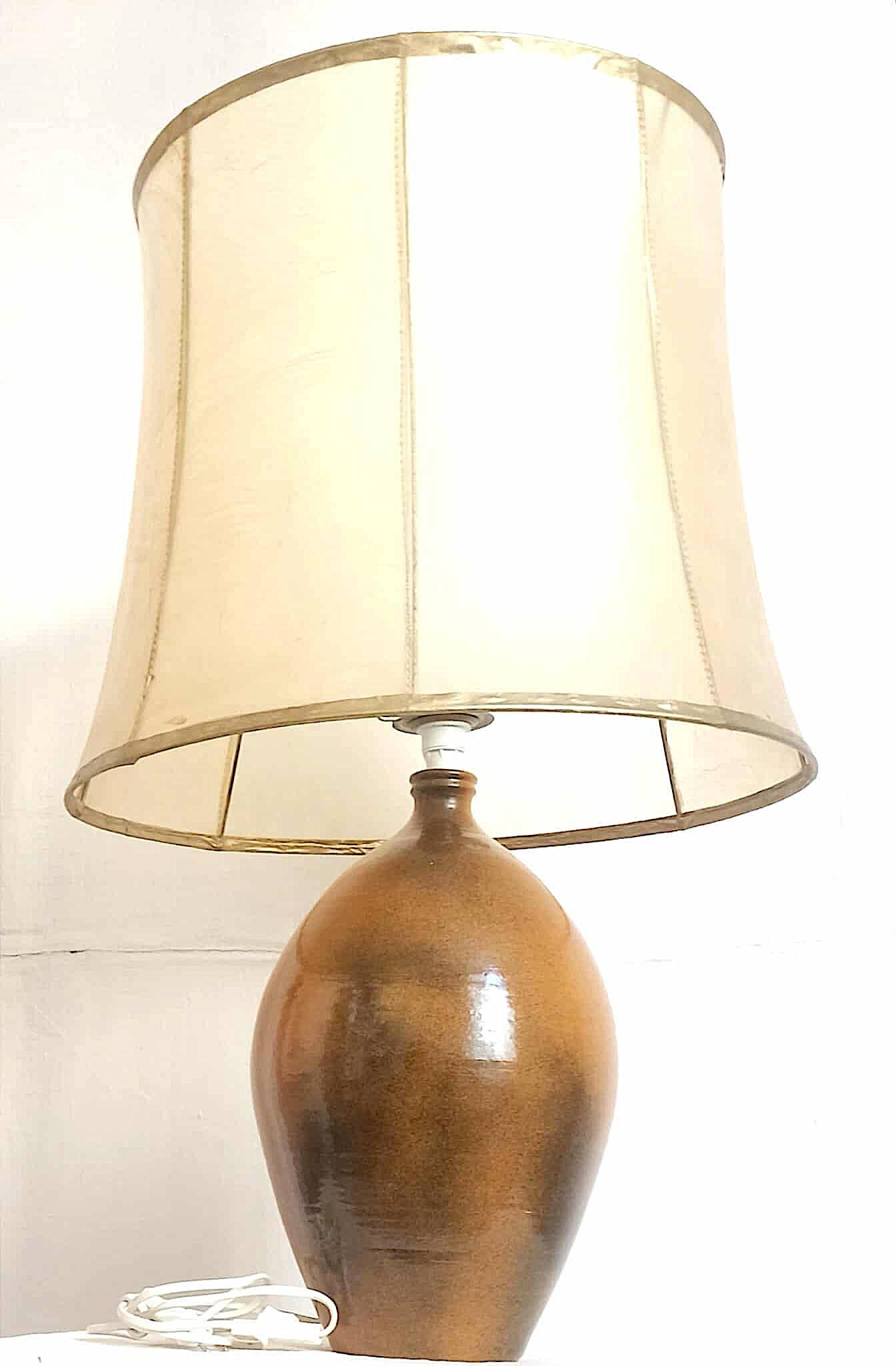 1970s Terracotta Ceramic Lamp, Height 69 cm