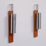 Vintage France Stainless Steel Tube wall lamps 1970s