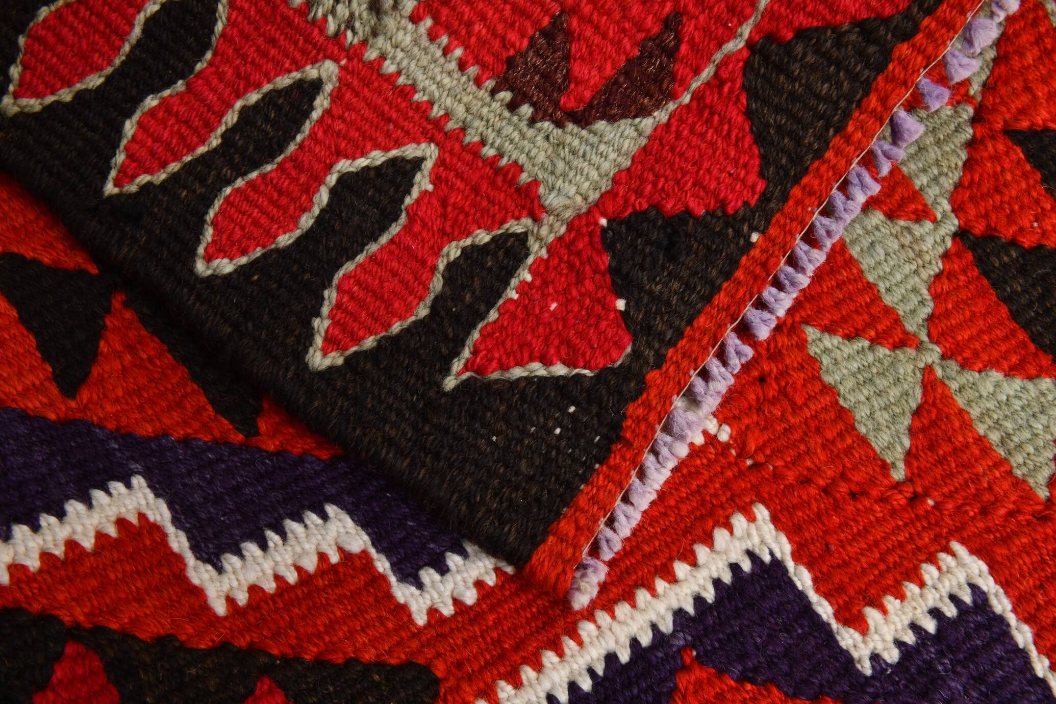 Vintage Orange & Blue Tribal Kilim Runner Rug, 95x320Cm