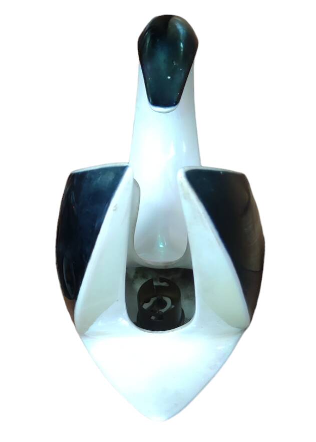 Vintage zoomorphic swan lamp iridescent ceramic