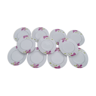 Lot de 11 assiettes à dessert G. Degrenne et coupelle