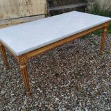 Table basse style louis xvi ancien bois doré avec plateau marbre