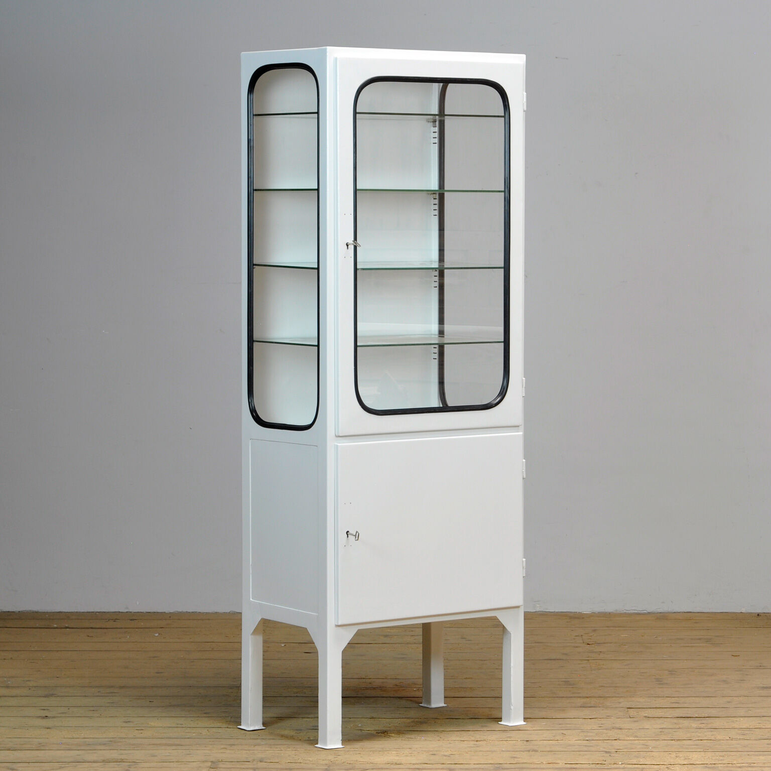 Vintage Iron And Glass Medical Cabinet, 1970s