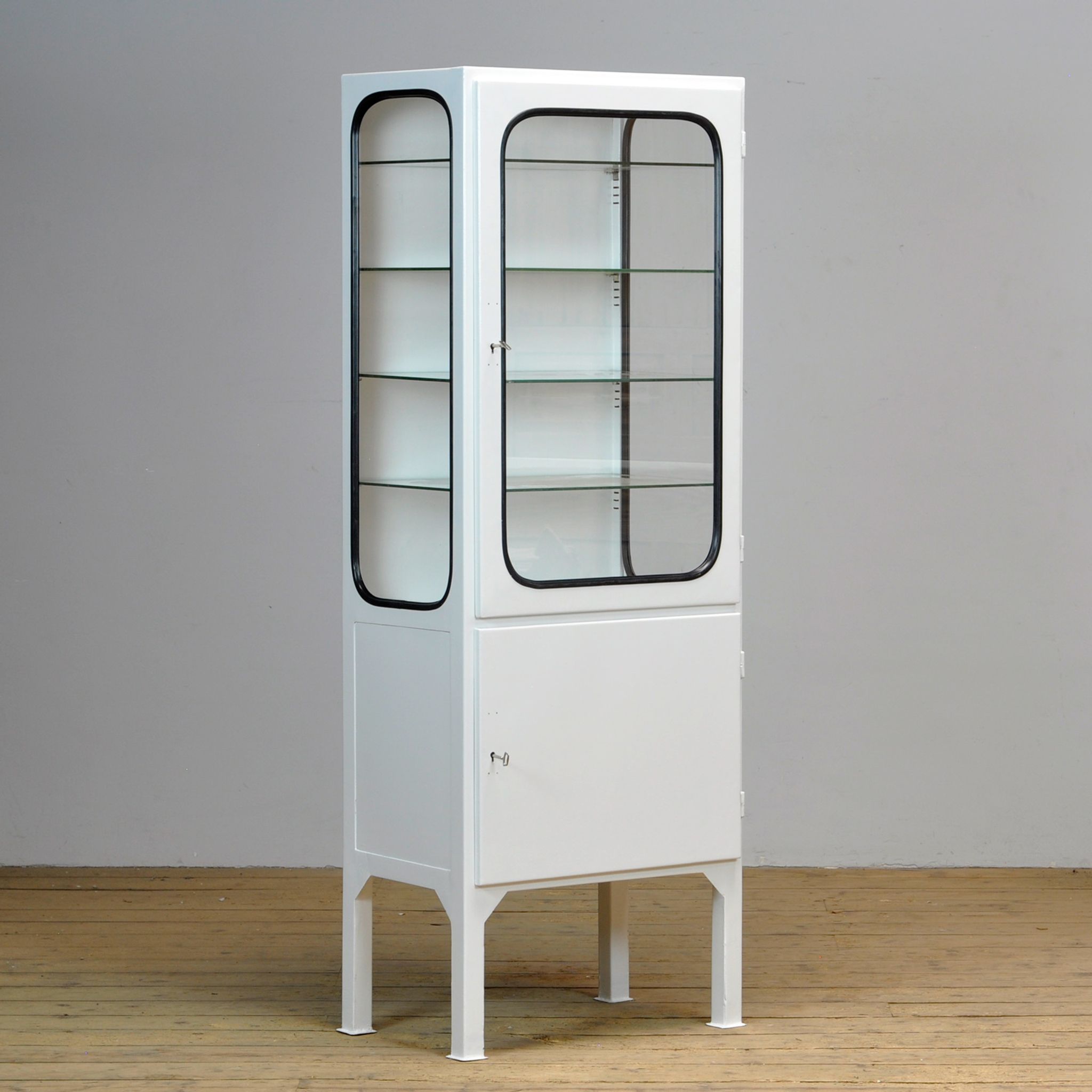 Vintage Iron And Glass Medical Cabinet, 1970s