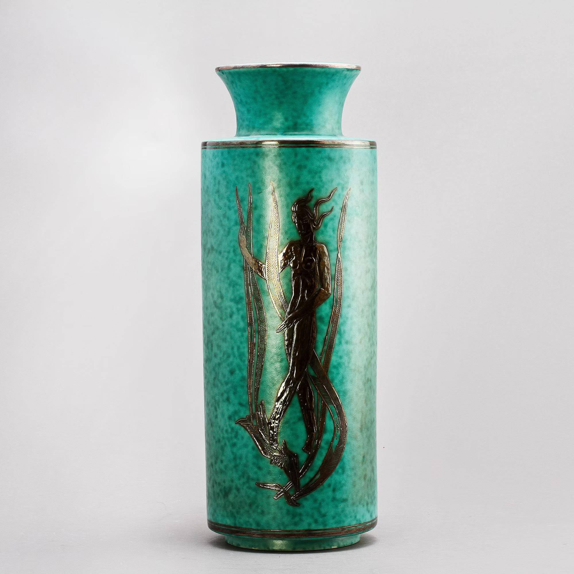 Wilhelm kage grand vase "argenta" gustavsberg sweden 1950s marked