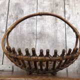 Old rattan picking basket vintage wood garden