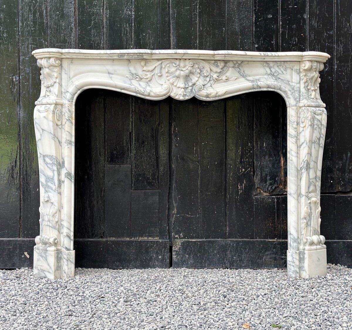 Louis XV style fireplace in arabescato marble circa 1880