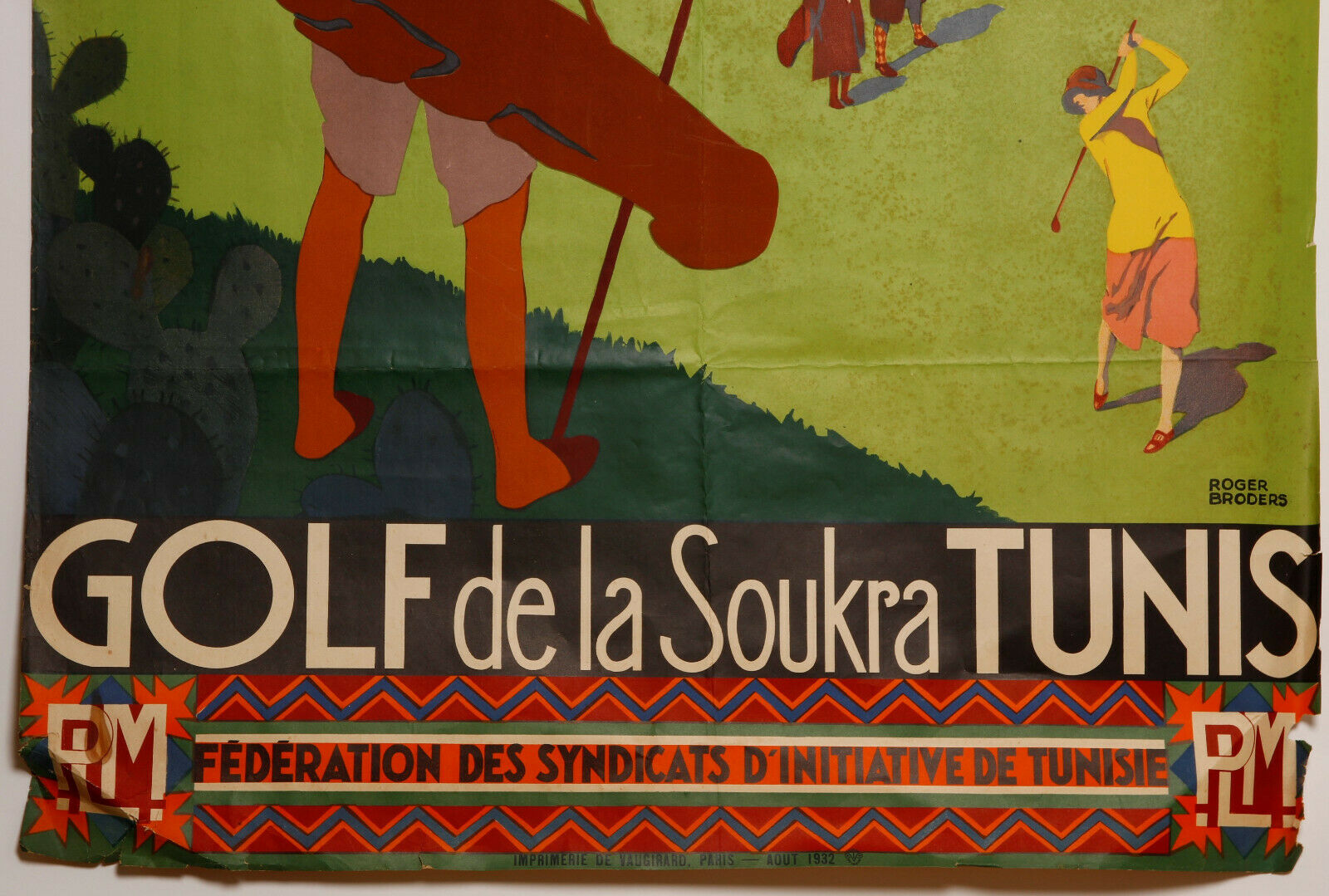 Affiche Roger Broders golf de la soukra Tunis plm Vaugirard 1932