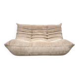 Two-seater canapé in beige corduroy attributed to Michel Ducaroy for Ligne Roset, 1970s.