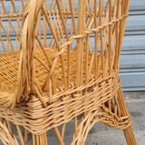 Rattan and wicker armchair 1960