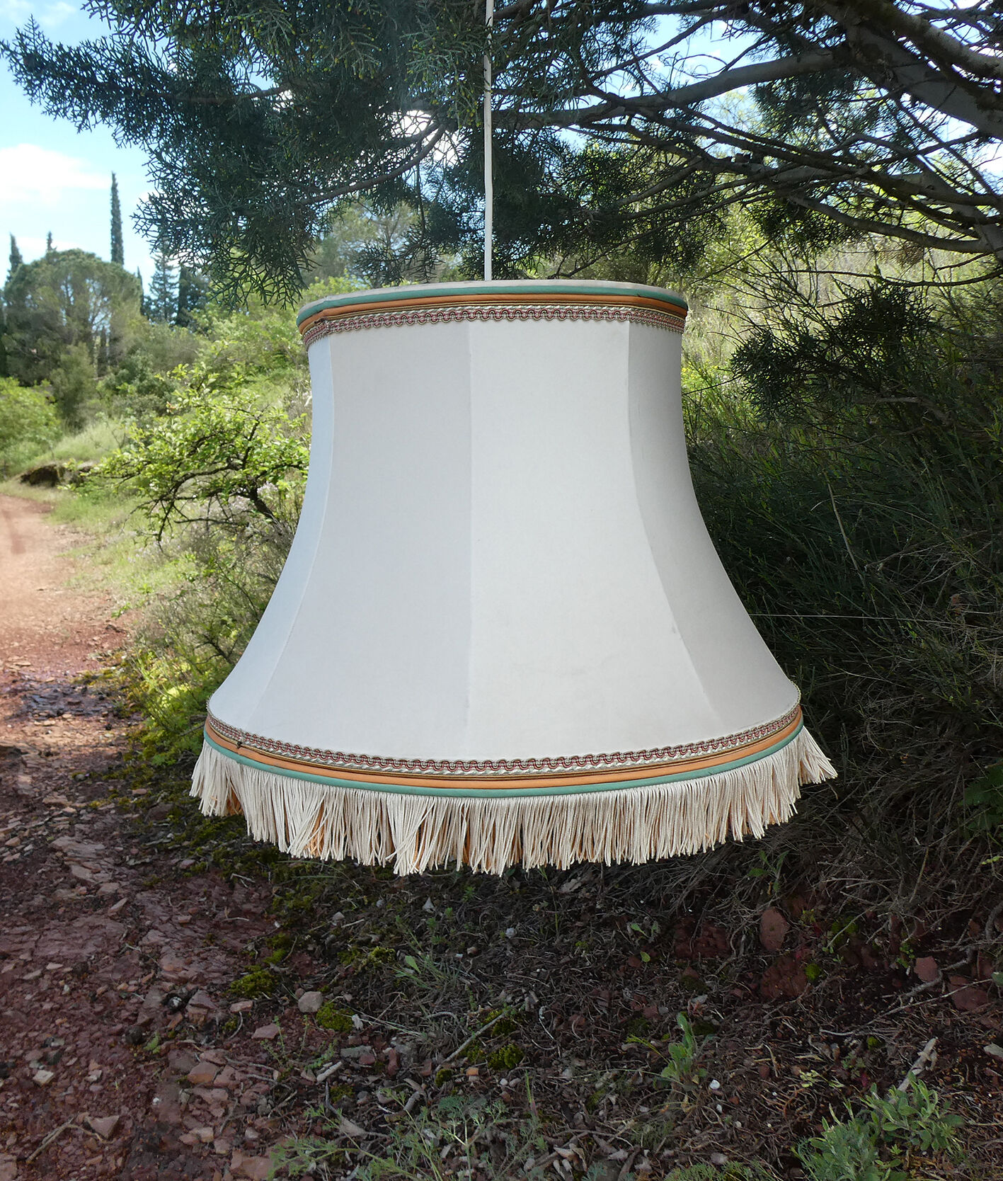 Vintage fringed suspension chandelier