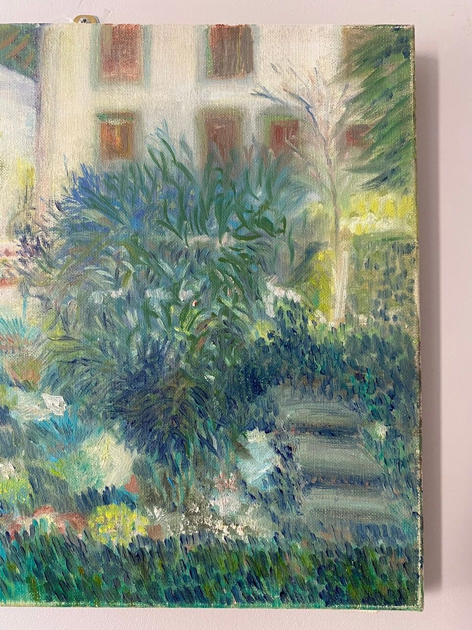Old painting, landscape, summer garden, 70s/80s
