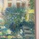 Old painting, landscape, summer garden, 70s/80s