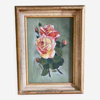 Huile sur toile , bouquet de roses , signée et datée