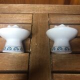Pair of FRANCOISE SAGET Porcelain Candlesticks Flower Decor #A413