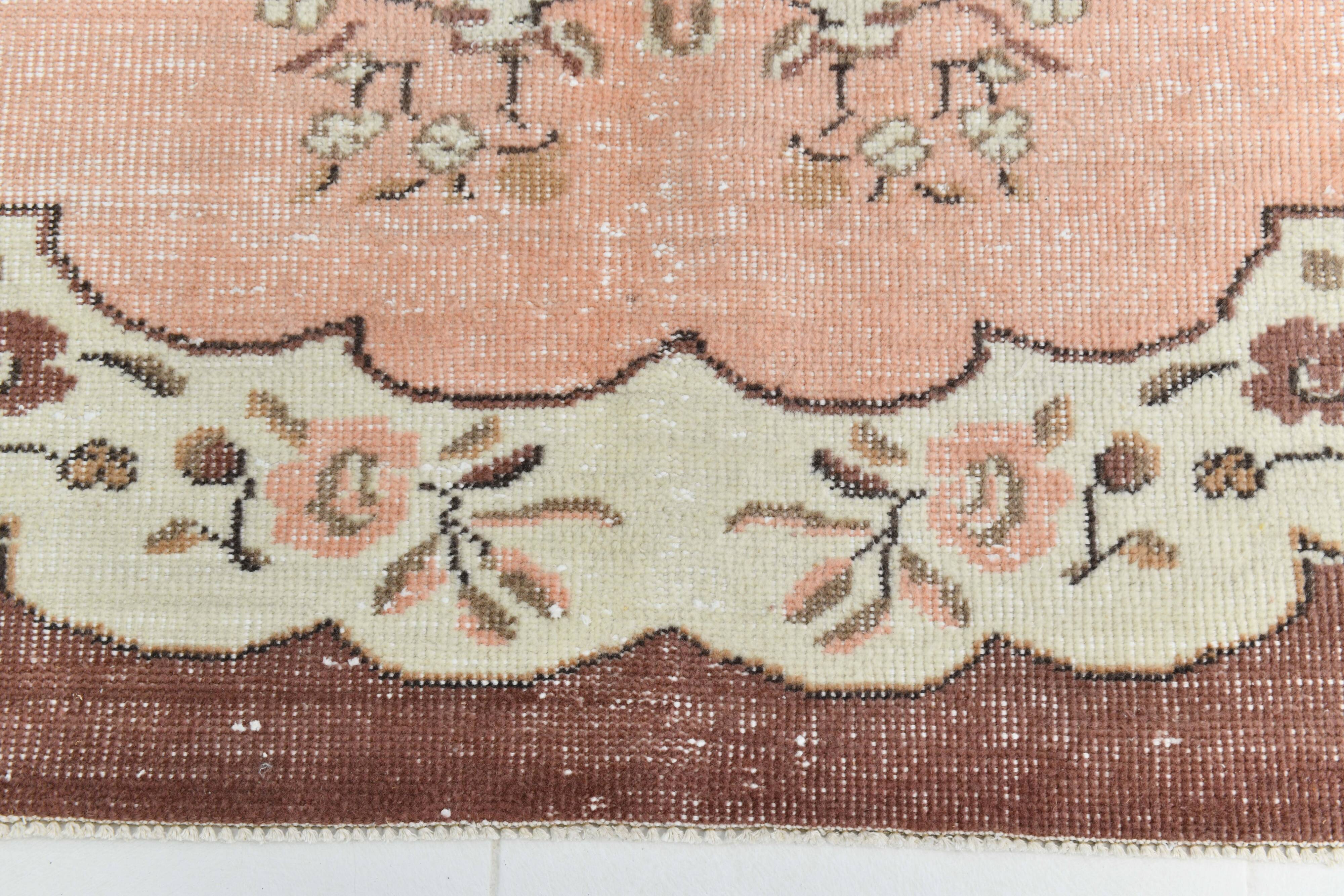 5x8 Peah Pink & Brown Floral Pattern Vintage Rug, 166x258Cm