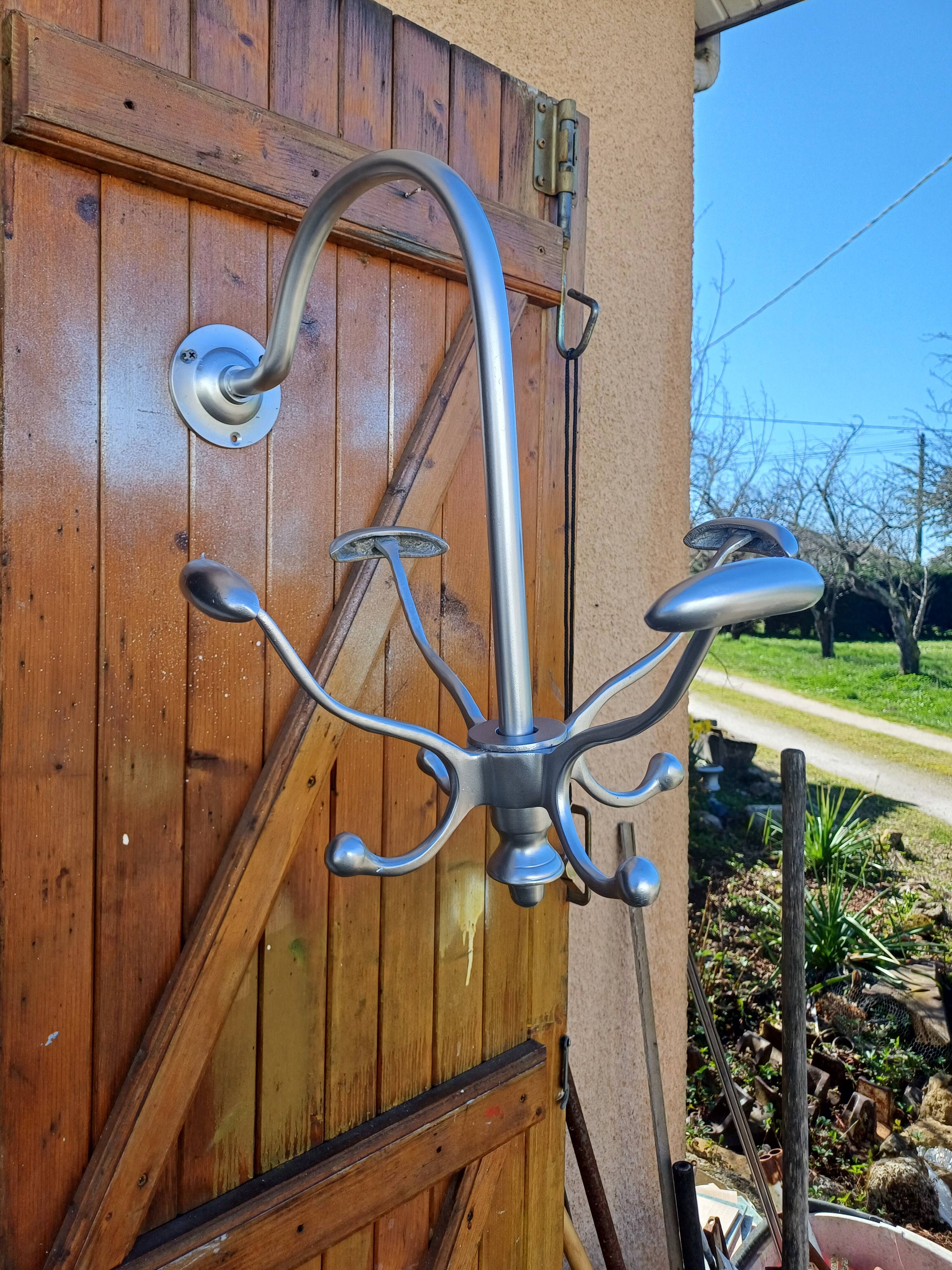 Chrome Metal Wall Coat Rack with Turnstile