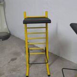 Paire de tabouret de bar italien ajustables jaune laqué et noir