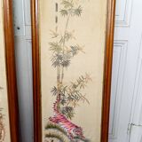 Important Set of Three Indochinese Silk Embroidered Tapestries