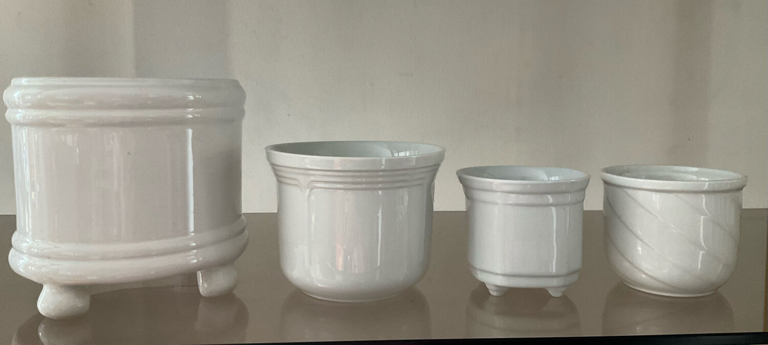 Série de 4 cache pot vintage en céramique