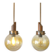 Vintage pendant light set of 2 rustic copper hanging lamps Yugoslavia 1970
