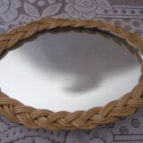 Small oval wicker mirror