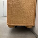 Vintage rattan sideboard with curved drawers, 1970s