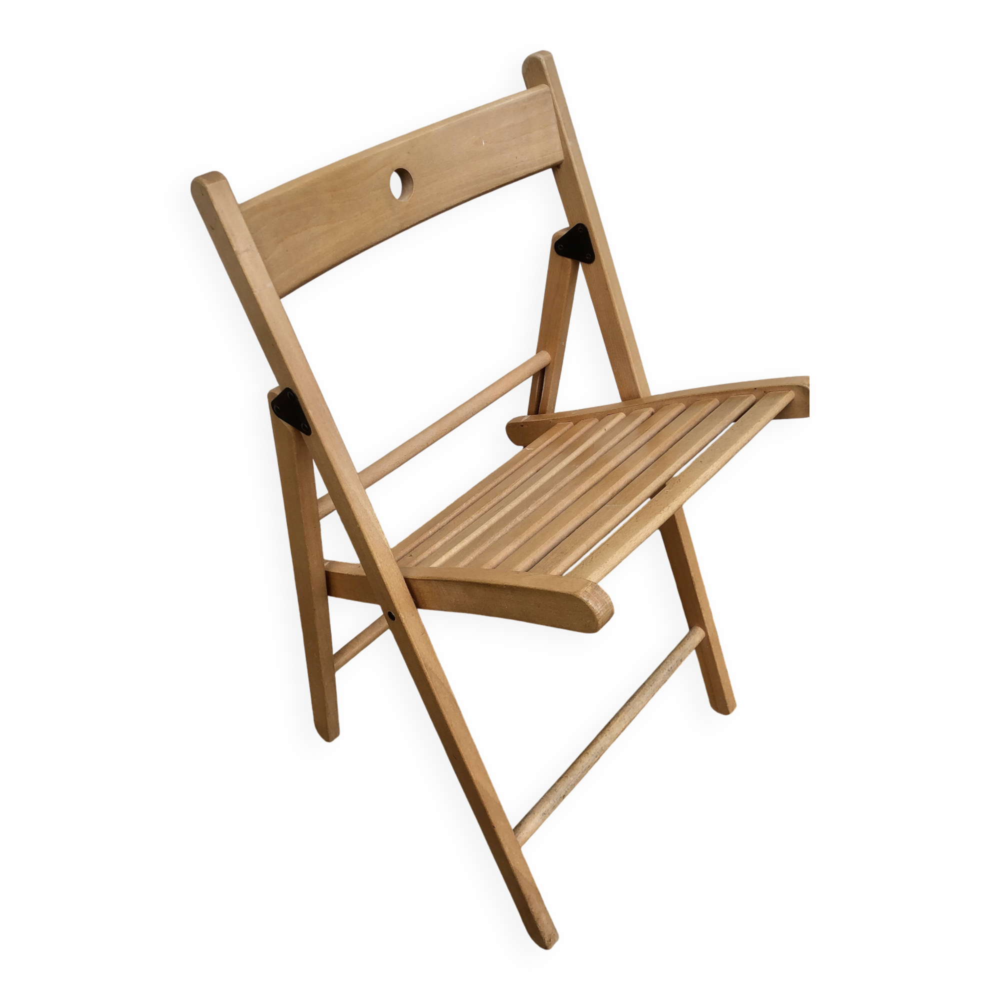 Chaise pliante en bois couleur miel