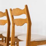 Set of 6 brutalist chairs in oak by Henning Kjaernulf