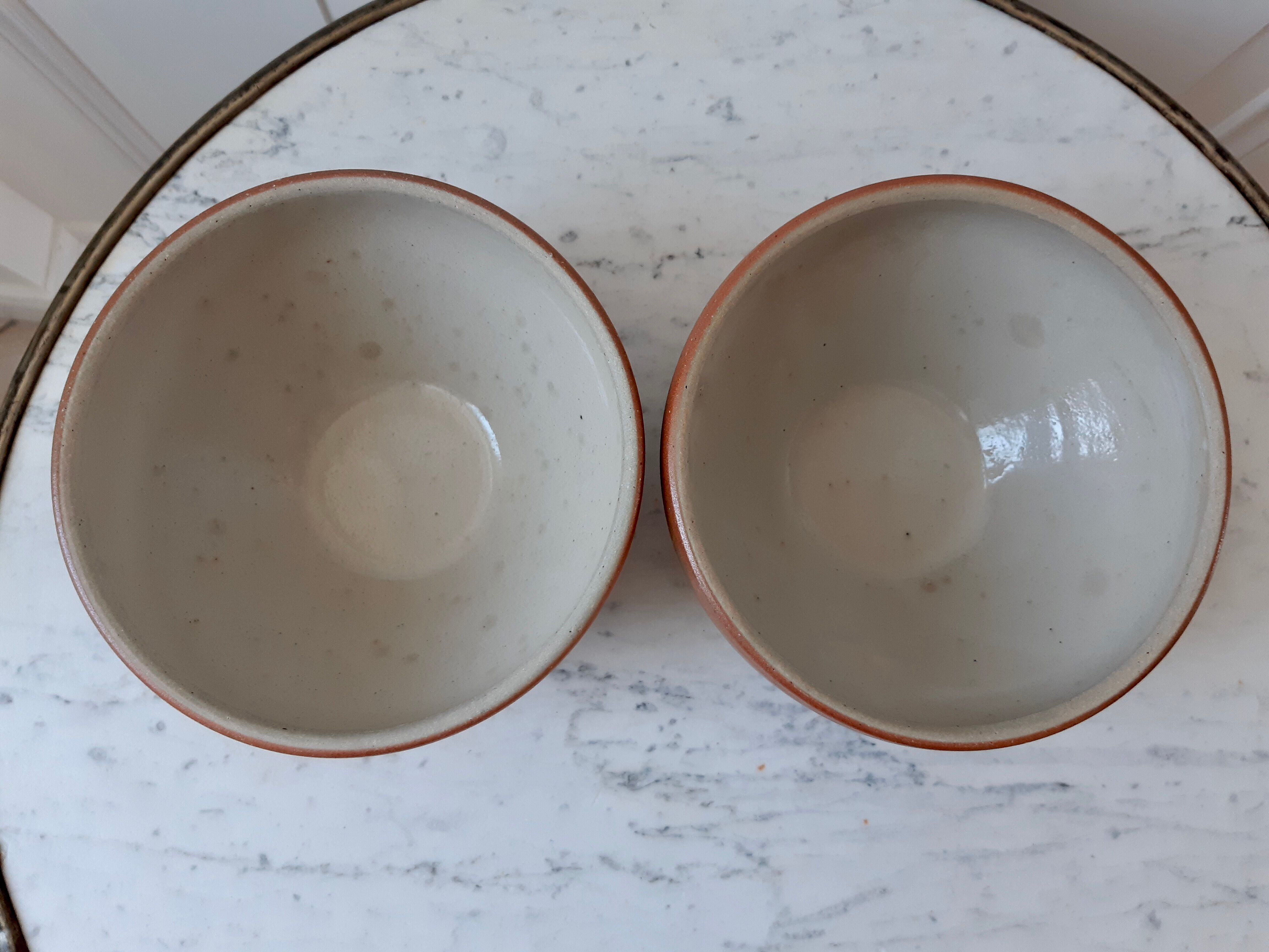 Duo of vintage sandstone salad bowls Made in France