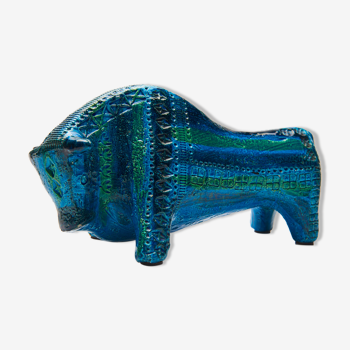Taurus by Aldo Londi for Bitossi, in blue ceramic, circa 1960
